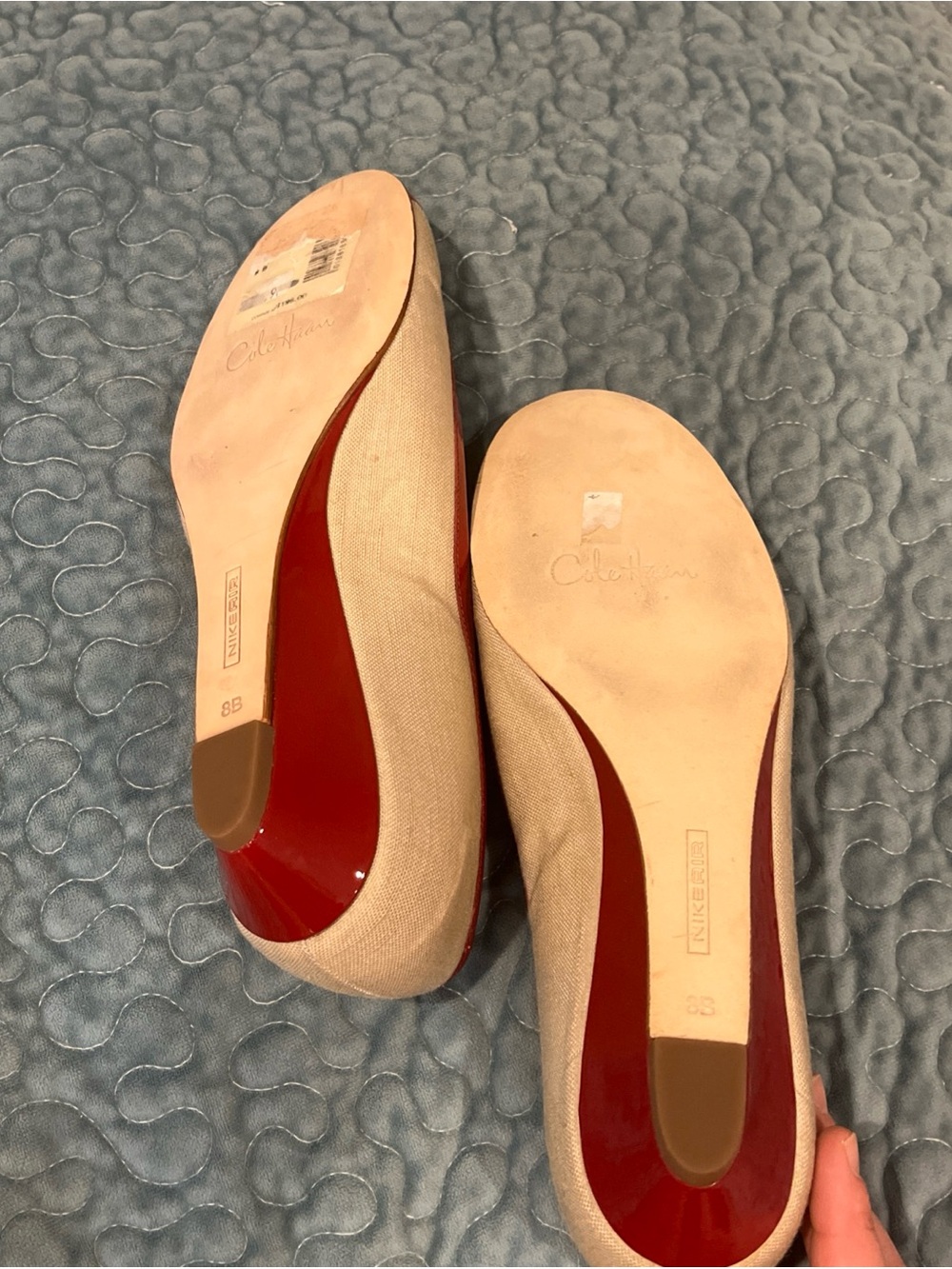 Cole Haan Red and Natural Canvas Mary Jane Flats - Picture 7 of 8